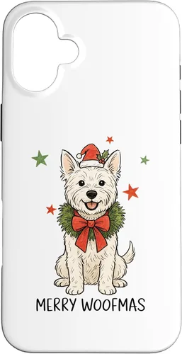 Vista 22 de Merry Woofmas White Terrier Dog Santa Hat Christmas Cute Dog Case for iPhone 15