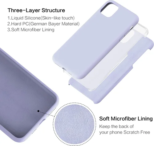 Vista 4 de MXX Funda para iPhone 11 Pro Max, funda de silicona suave resistente a los arañazos, protección completa de la cámara, forro de microfibra