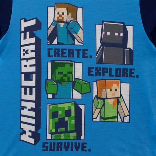 Vista 3 de Minecraft Pijama para niño Steve and Creeper Azul verde
