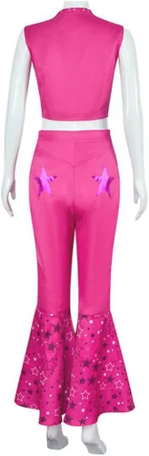 Vista 5 de Pink Costume Cowgirl suit with scarf Pink Costume Star shaped element of Flared pants Cosplay Adult Women