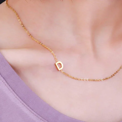 Vista 4 de AILIN Collar personalizado con inicial lateral de plata de ley 925, alfabeto personalizado 26 A-Z, colgante de letras de la A a la Z, regalos