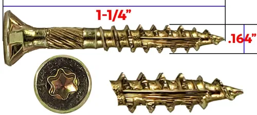 Vista 283 de 8 x 1 revestimiento exterior recubierto de bronce, tornillo de madera multiusos compatible con ACQ, cabeza plana Torx/Star Drive de 1 libra, 288