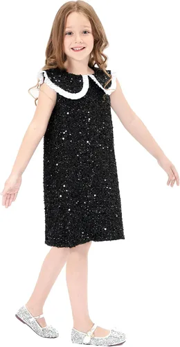 Vista 9 de Vestido de lentejuelas brillantes para niñas, vestidos de fiesta de princesa para niñas pequeñas, traje de cumpleaños, vestidos para ocasiones