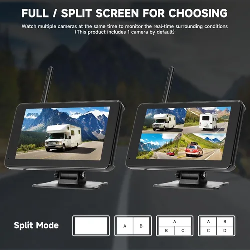 Vista 9 de Cámara de respaldo Wirleess, cámara de respaldo para caravana con alerta BSD, cámara de respaldo de visión nocturna para camiones. Rv con monitor HD