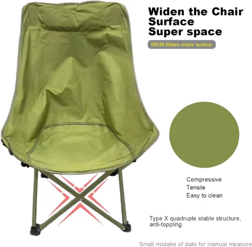 Vista 5 de Sillas de camping con respaldo alto, portátil, grande, resistente, plegable, con bolsillo de almacenamiento lateral, con cabeza acolchada, soporta