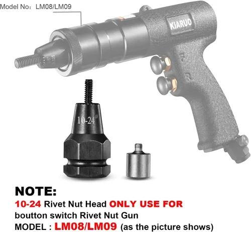 Vista 2 de 10-24 Cabeza de pistola de tuerca de remache autobloqueante (1pc) uso para pistola de tuerca de remache LM08/LM09