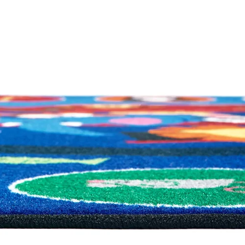 Vista 4 de Carpets for Kids KID$Value Plus 80006 Noah's Voyage Circletime - Alfombra para aula, 6 x 9 pies, ovalada, color azul
