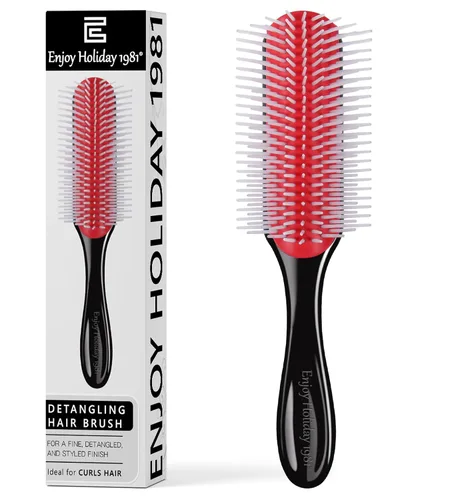 Vista 9 de 2 cepillos de pelo para mujeres y hombres, 7 filas y 5 filas, rizado, húmedo o seco, cepillos clásicos para cabello grueso natural, separación