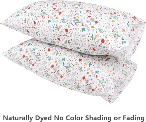 Vista 3 de Fundas de almohada florales tamaño estándar, 100% algodón, fundas de almohada blancas con cierre de sobre, 20 x 30 pulgadas