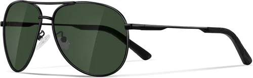 Vista 24 de Gafas de sol polarizadas aviador para hombre y mujer Marco A1-Negro Lente Gris