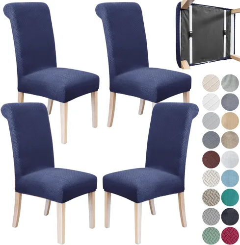 Vista 12 de SPRINGRICO Paquete de 2 fundas para sillas de comedor con cinturón de seguridad, fundas elásticas para sillas Parsons lavables, fundas protectoras