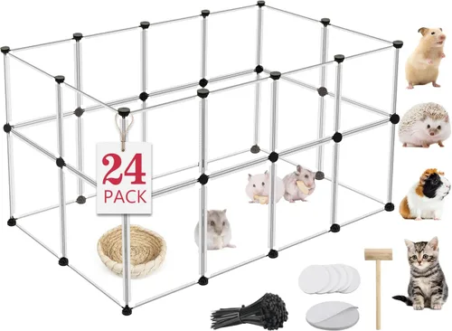 Vista 9 de VISCOO Corralito de 12 Paneles para Animales Pequeños, 48" x 24" x 16" Corralito para Mascotas con Alfombrilla Impermeable, Jaula C&C