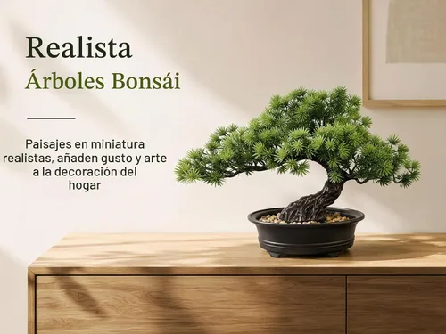 Vista 2 de Árbol bonsái de enebro artificial para decorar interiores para casa u oficina