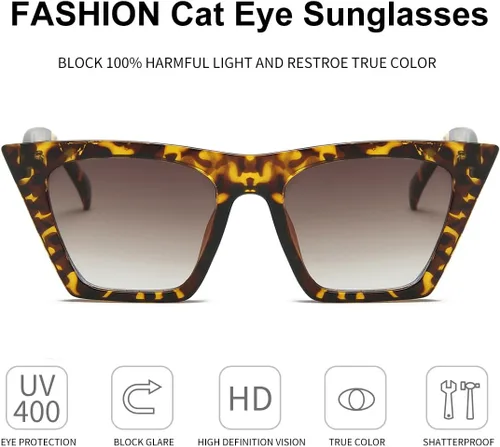 Vista 2 de Dollger Gafas de sol cuadradas de ojo de gato para mujer, a la moda, retro, clásicas, con protección UV400