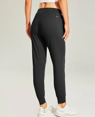 Vista 5 de Haimont Pantalones deportivos para correr para mujer con bolsillos con cremallera, ligeros, atléticos, para entrenamiento, pantalones casuales