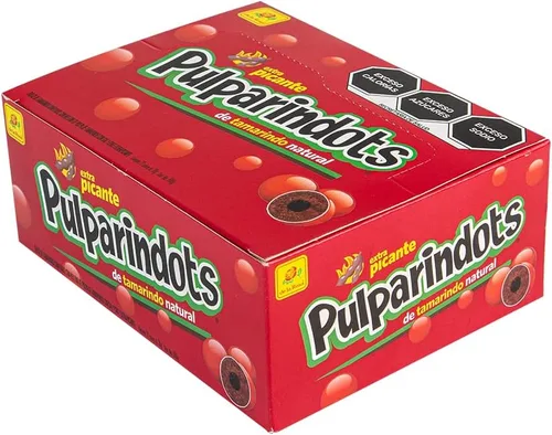 Vista 7 de De La Rosa Pulparindots Tamarindo extra caliente, 12 paquetes, 10 piezas EA. Auténtico caramelo mexicano