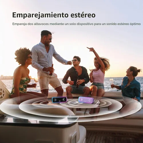 Vista 5 de DOSS SoundBox Pro+ Altavoz Bluetooth, sonido estéreo inmersivo de 24 W con graves en auge, IPX6 impermeable, tiempo de reproducción de 15 horas