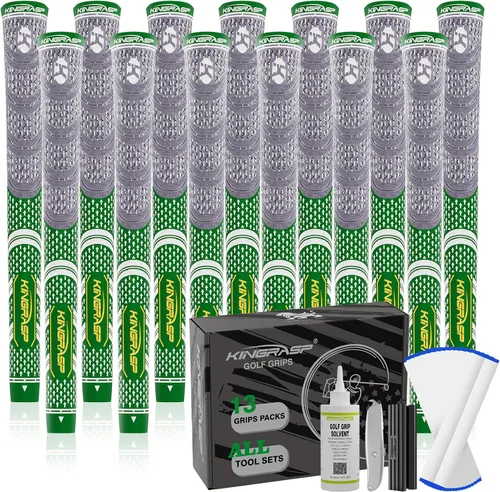Vista 11 de 13 Pack Corded Rubber Golf Grips, Anti‑Slip Kit, Standard Midsize Oversize Gris/blanco: (13 agarres)