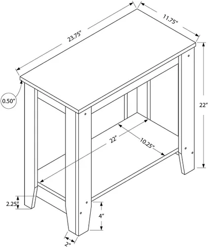 Vista 3 de Monarch Specialties mesa de lámpara lateral decorativa, 24 x 12 x 22 pulgadas, gris
