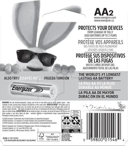 Vista 8 de Energizer MAX - Pilas AA (paquete de 2), pilas alcalinas doble A