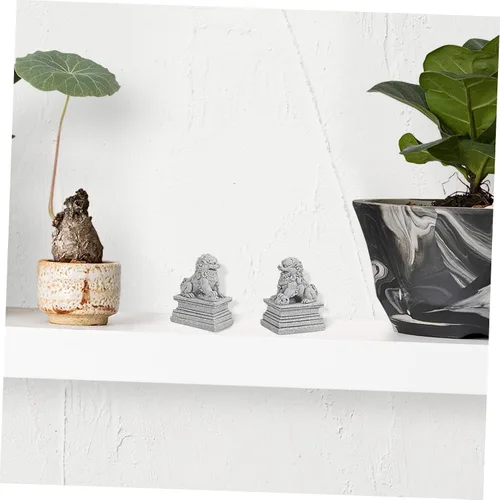 Vista 2 de DOITOOL 2 estatuas de perro Foo, leones guardianes, estatuas de piedra Feng Shui, estatuas de león de estilo chino, figuras coleccionables