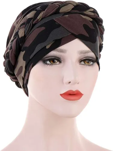Vista 2 de Privnoone Turbante trenzado bonito casquillo impreso