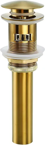 Vista 10 de Desagüe desplegable para lavabo de baño con desbordamiento, tapón de tocador de lavabo dorado oscuro cepillado, tapón de estilo rebote de latón