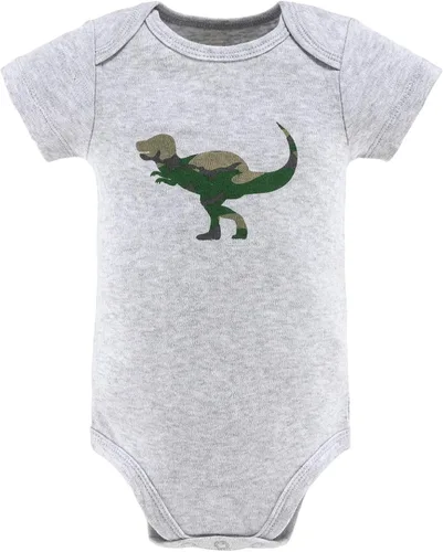 Vista 5 de The Peanutshell Conjunto de 5 mamelucos de manga corta para niños, camuflaje y dinosaurio