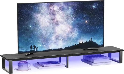 Vista 9 de aboxoo Elevador de TV de 45 pulgadas para TV de 32 a 60 pulgadas, estante elevador de TV, elevador de soporte de TV de mesa, mesa de monitor de Negro