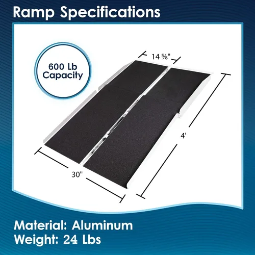 Vista 3 de Rampa de silla de ruedas multipliegue de aluminio de 4' L Silver Spring con superficie recubierta de Grit - Capacidad de peso de 600 lb Folding