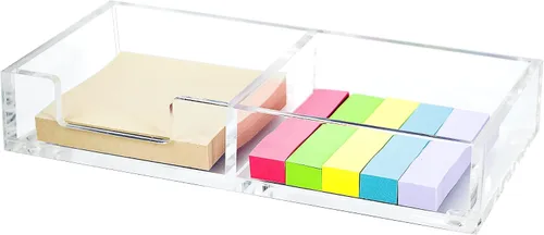 Vista 12 de Soporte de Notas Adhesivas de Acrílico Transparente Organizador de Escritorio, 3.94" x 3.94" x 1.77" Dispensador de Notas para Oficina Casa Escuela