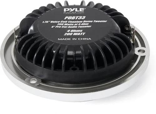 Vista 5 de Pyle Tweeter de titanio de 4 pulgadas con marco de plástico de ingeniería, 200 vatios, bobina de voz de 1.75 pulgadas, tweeter de audio