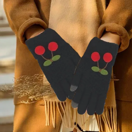 Vista 7 de HIQUAY Simple - Guantes de invierno coreanos de 5 dedos con pantalla táctil para mujer niña niño y adolescente