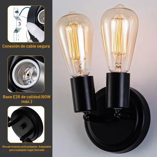 Vista 3 de Lámpara de techo semiempotrada de 2 luces, color negro mate con base E26, lámpara moderna para casa de campo, cocina, comedor, dormitorio, estudio