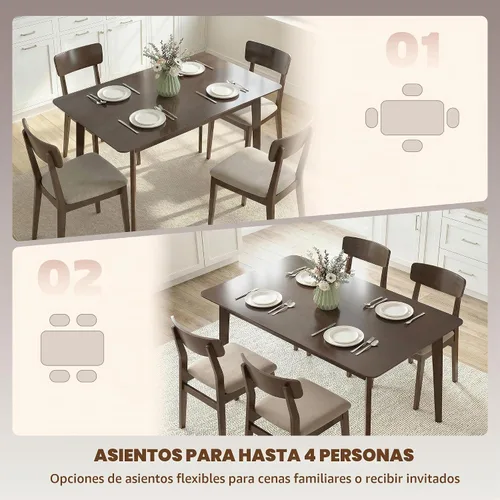 Vista 4 de HOMCOM Mesa de comedor moderna de mediados de siglo de 47 pulgadas para 4