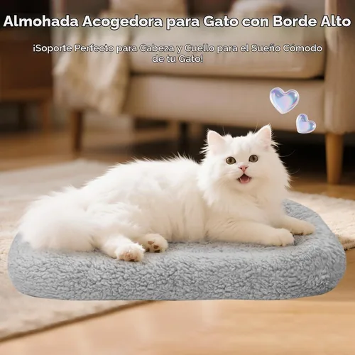 Vista 3 de Cama pequeña para gatos, cama suave para mascotas con almohada envolvente, alfombrilla autocalentable para gatos de interior, perros pequeños S