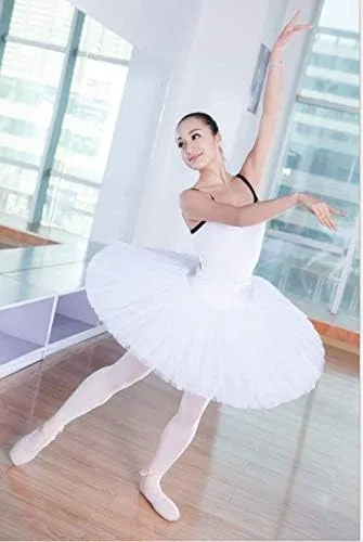 Vista 8 de WENDYWU Falda de tutú profesional de ballet de cisne para mujer falda de leotardo de alto rendimiento