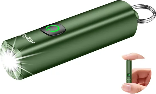 Vista 9 de Blukar EDC recargable llavero linterna, 360L mini luz de flash portátil 3 Lighting Modes, Memory Function, Waterproof, Compact Pocket Light for