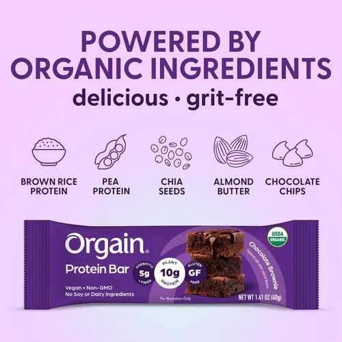 Vista 6 de Orgain Barras de proteína vegana orgánica, brownie de chocolate, 0.35 onzas