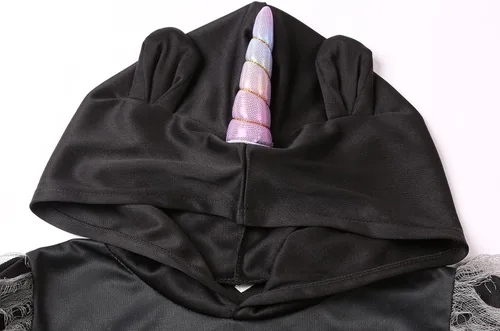 Vista 3 de Disfraz de unicornio para niñas, disfraz de unicornio de esqueleto zombi de Halloween