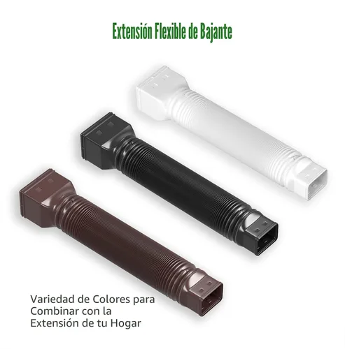 Vista 8 de Paquete de 2 extensiones flexibles de bajante de canalón, conector extensor de bajante de drenaje 21"-68", tornillos incluidos, blanco
