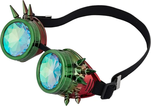 Vista 110 de Gafas caleidoscopio para raves trippy psicodélico steampunk con lentes de cristal de difracción de prisma arcoíris