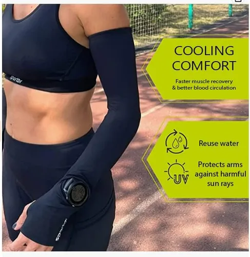 Vista 5 de SportBR Mangas de brazo con apertura para rastreador de fitness, agujero para pulgar, mangas de brazo para hombres y mujeres, deportes, protección