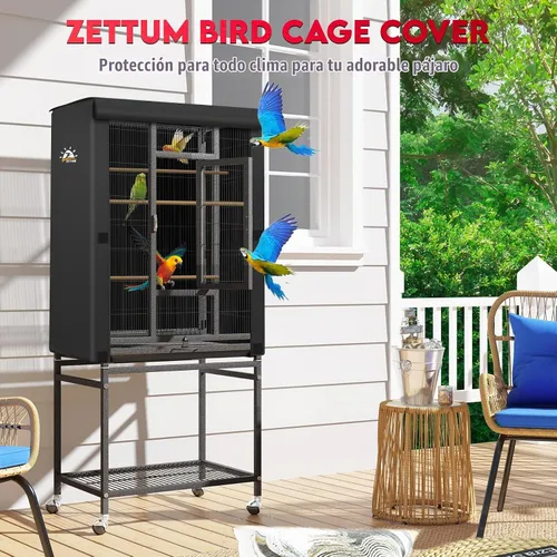 Vista 6 de Zettum Funda para jaula de pájaros, 600D para jaula de pájaros para noche, resistente e impermeable, resistente a la decoloración, accesorio