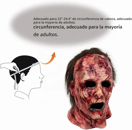 Vista 2 de Máscara de terror de terror para Halloween, cosplay, accesorios espeluznantes
