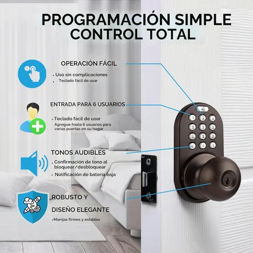 Vista 4 de MiLocks TKK-02OB: cerradura digital para puerta con teclado electrónico, bronce aceitado, teclado con función de bloqueo Bronce frotado con aceite