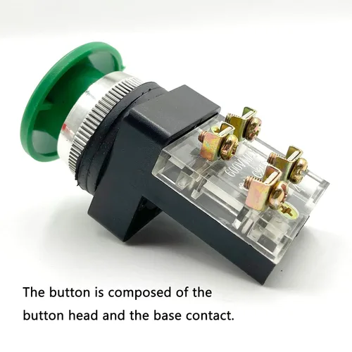 Vista 4 de AC 250V 6A 1NO 1NC DPST Interruptor de botón de cabeza de hongo momentánea (verde 1 unidad, rojo, 1 unidad)