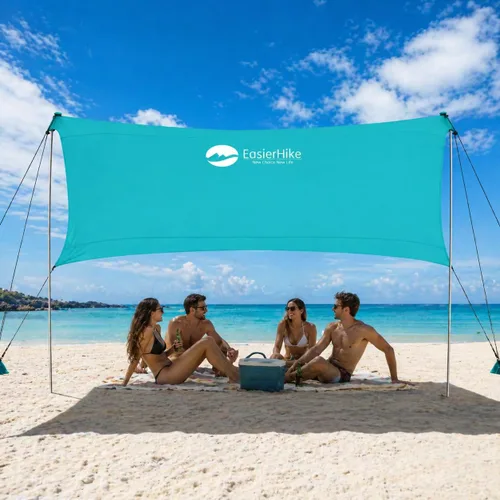 Vista 13 de EasierHike Tienda de campaña para playa, 7 × 7.15 pies, toldo de playa portátil fácil de desplegar, refugio de protección solar UPF50+, resistente