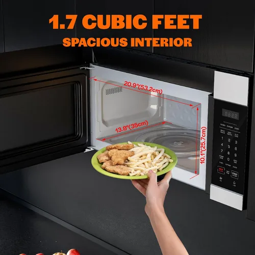 Vista 6 de Empava Horno de microondas sobre la estufa con control de pantalla táctil, 1000 vatios, ventilación de 300 CFM y cocción con sensor en acero
