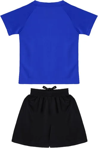 Vista 2 de Fldy Conjunto de camisetas y pantalones cortos de fútbol para niños, de secado rápido, uniforme de entrenamiento de equipo deportivo, manga corta